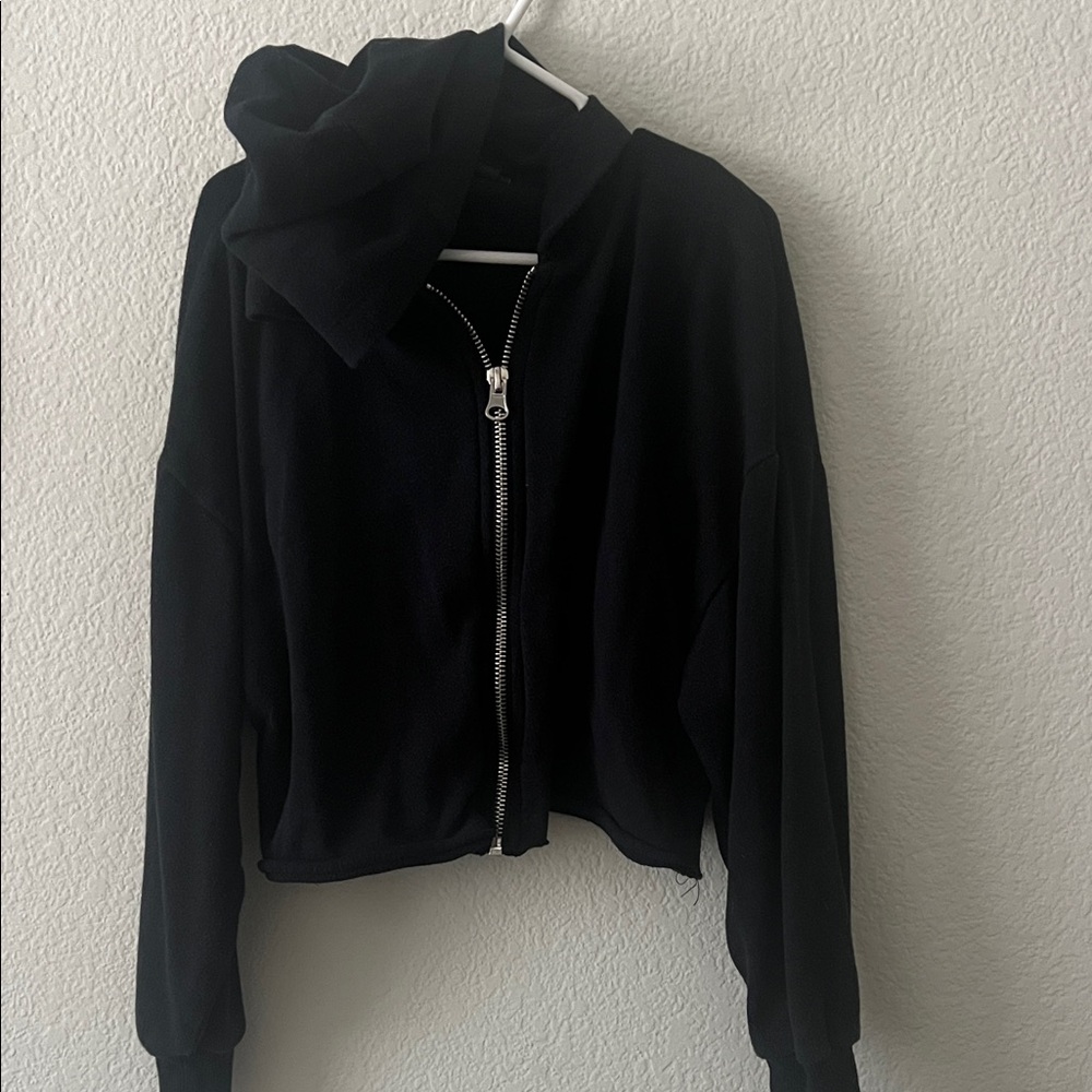 Girl’s Black Crop Zip-Up Jacket